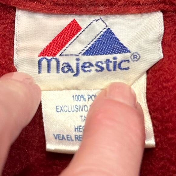 OU University of Oklahoma Youth 14/16 Fleece Quarter Zip Logo Top by Majestic - Picture 5 of 7